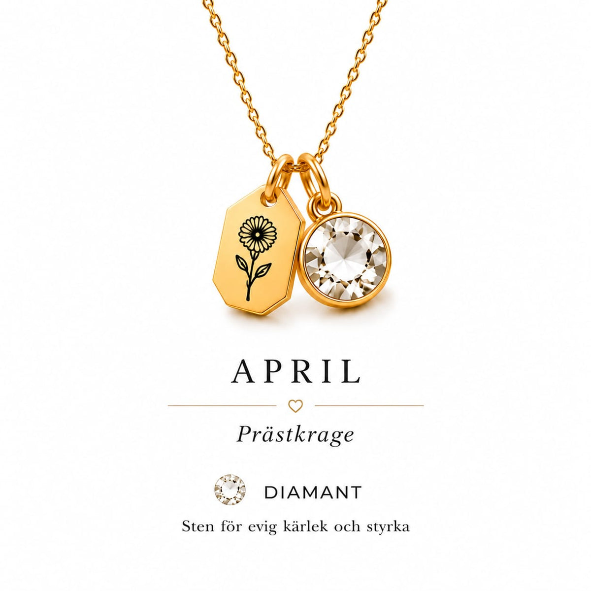 Bloom för April, prästkrage och diamant