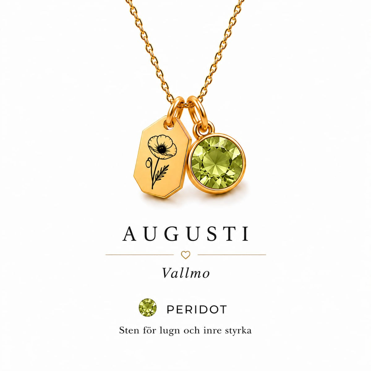 Bloom för Augusti, vallmo och peridot