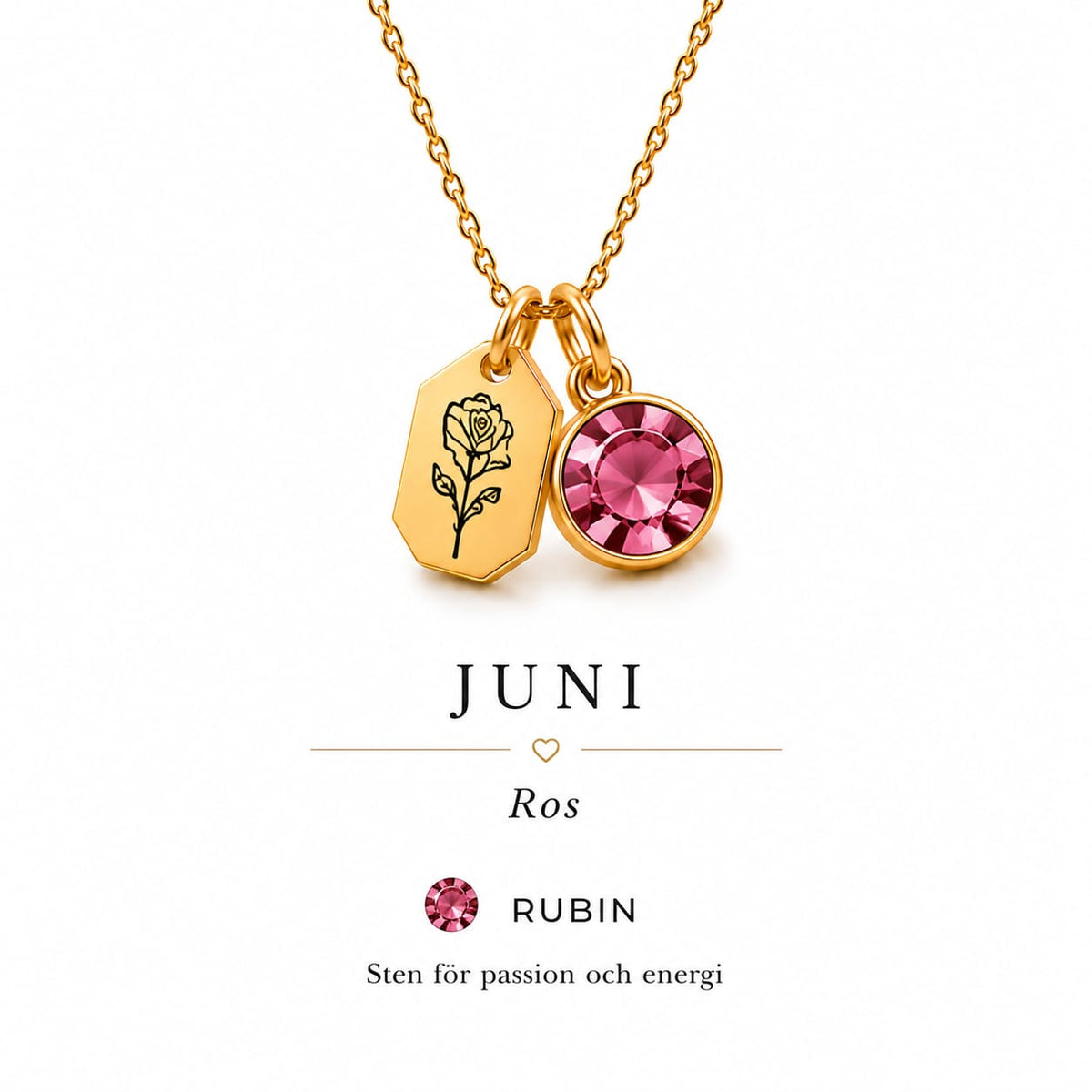 Bloom för Juni, ros och rubin